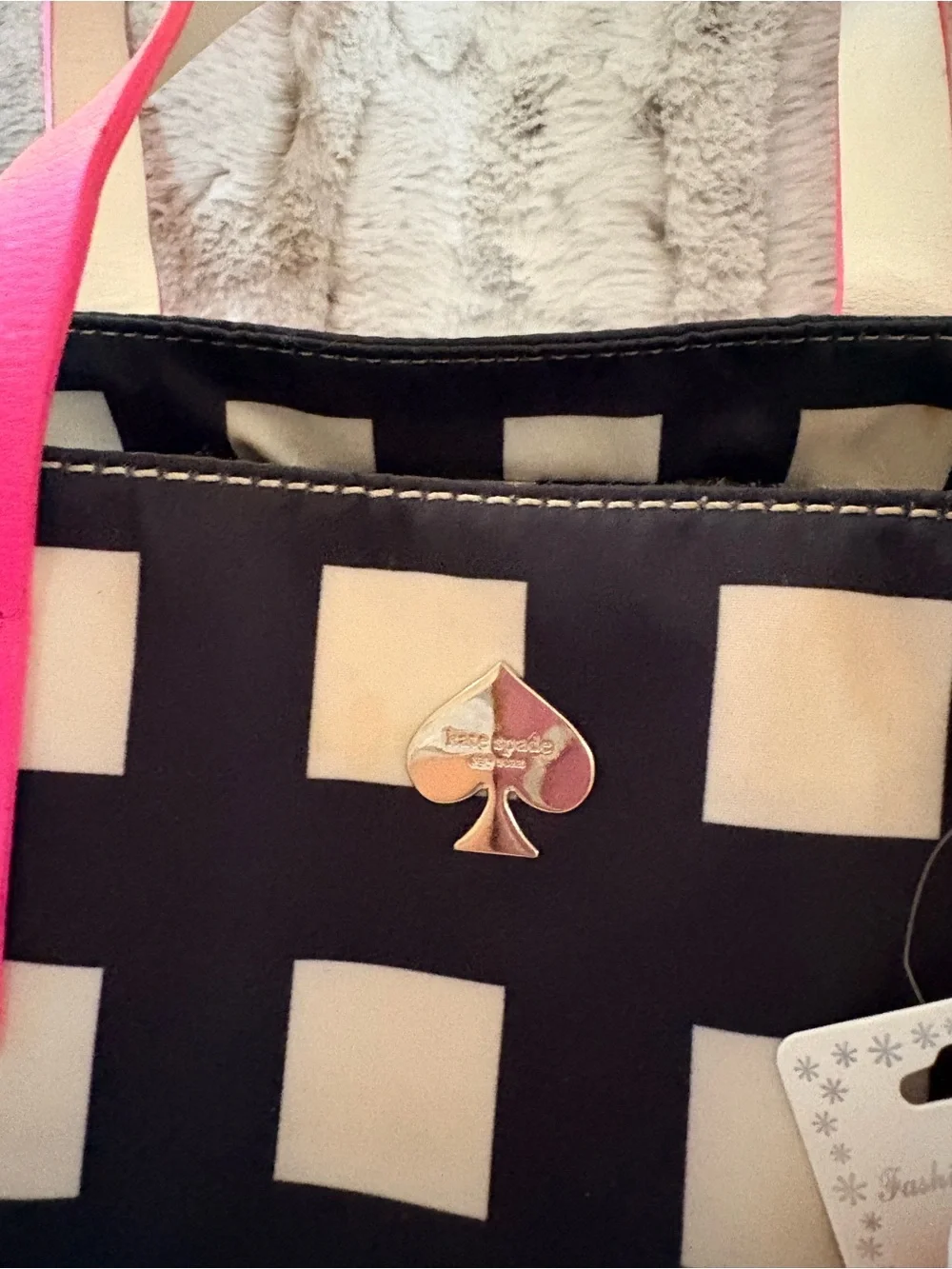 3pc Kate Spade Tote with Hello Kitty Charm & Black Scarf